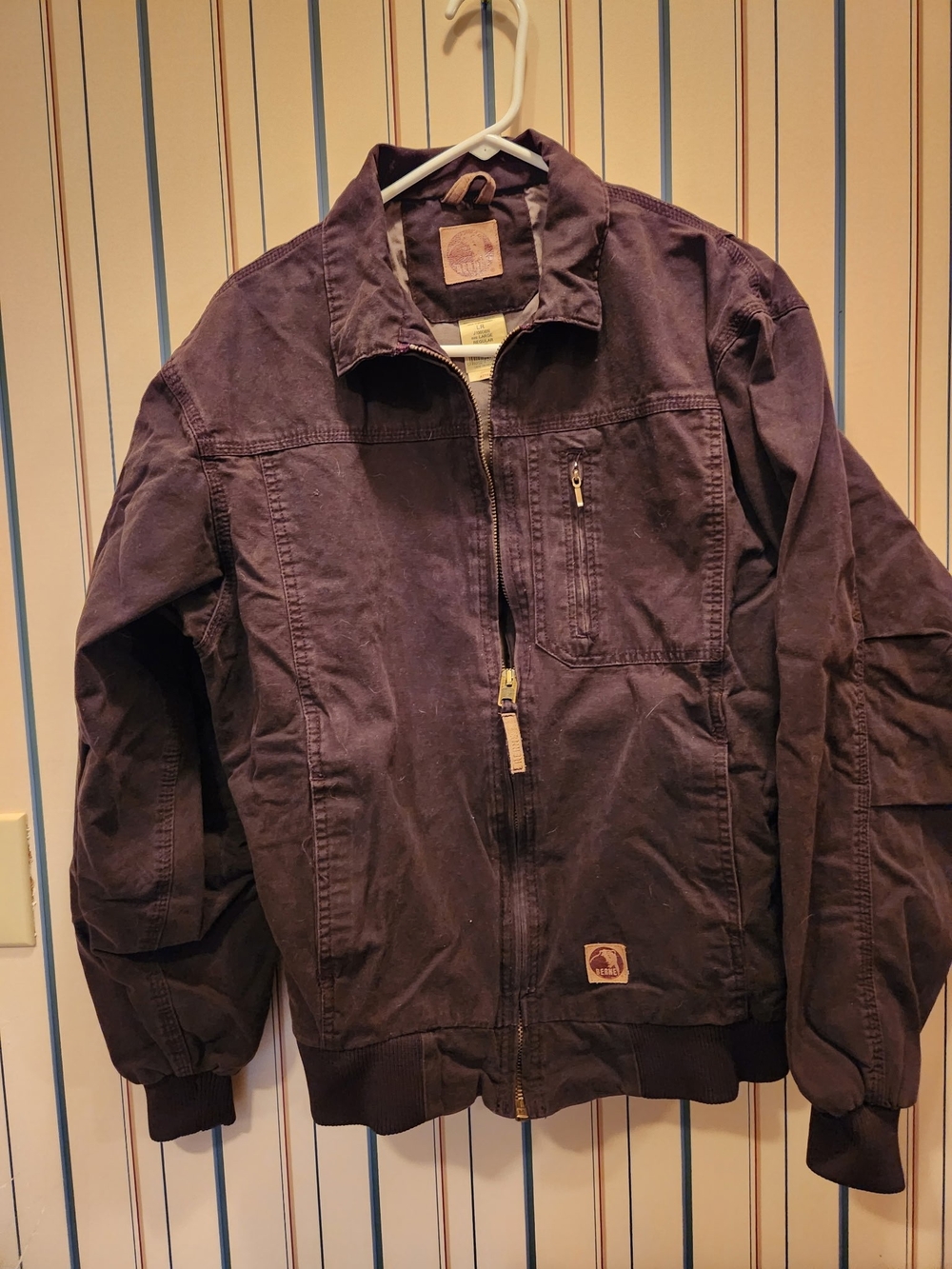 Berne Men's Dark Brown Workwear Jacket - Durable Zip Front Size: Large Regular